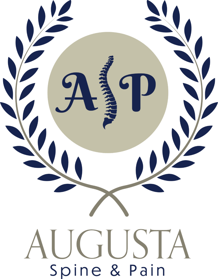 A logo of augusta, ga with the letters asp and an image of a wreath.